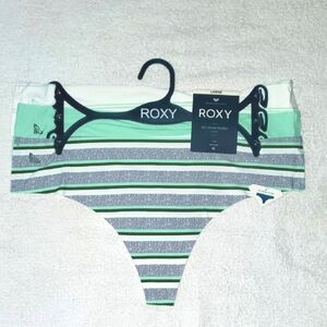 Roxy 3 Pack Tagless Striped & Solid No Show Thong Panties Intimate Bottoms